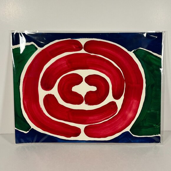 Red Rose Blue Background Watercolor Painting 12in x 9in NWT - Picture 1 of 1